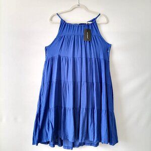 NWT Zil Cremo Womens Blue Halter Neck Sleeveless Tiered Swing Dress Size XL